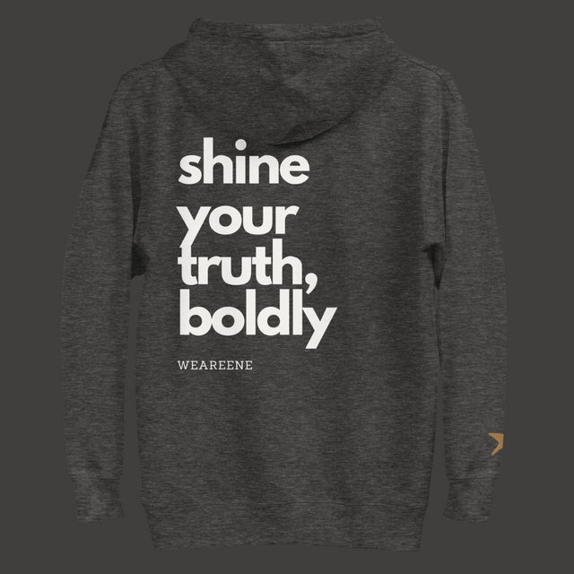 Unisex Charcoal Heather Hoodie "Shine Your Truth, Boldly"