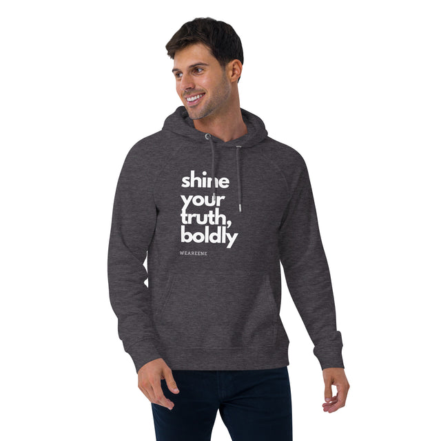 Share Your Truth, Boldly - Organic, Unisex Hoodie in Charcoal Melange